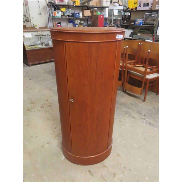 Teak Cabinet - Oval with Many Shelves 16  x 24  x 51  