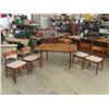 Image 1 : Teak Table 29" x 38" x 59" plus (2) 18" Leaves & 4 Chairs - 1 has stain