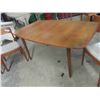 Image 3 : Teak Table 29" x 38" x 59" plus (2) 18" Leaves & 4 Chairs - 1 has stain