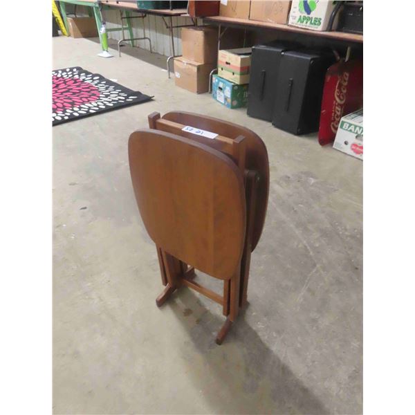 2 Folding Teak TV Tables with Stand