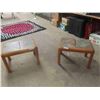 Image 1 : 2 End Tables - Teak with Slate Top 19" x 19" x 27" 