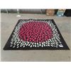 Image 1 : Area Rug 78" x 78" - Blacks, Whites, Pinks