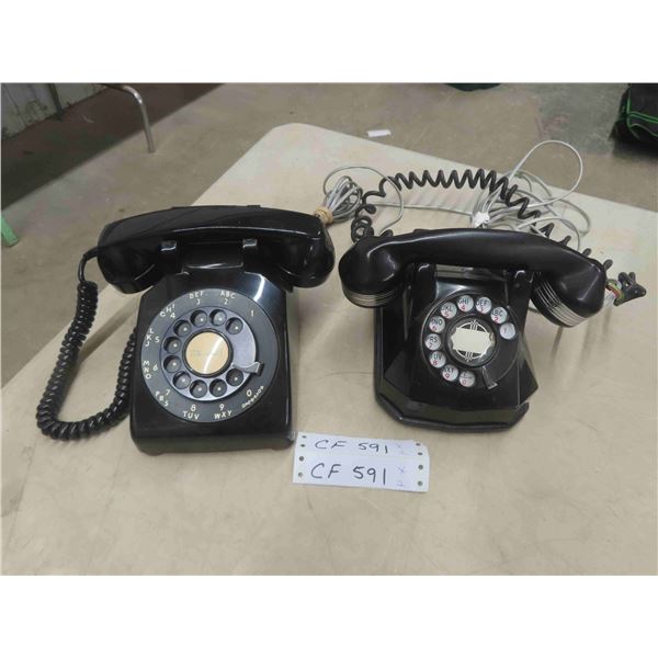 2  Vintage Telephones with Rotary Dial