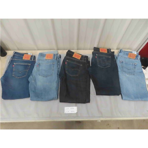 5 Pairs of Levi Jeans Men's Sz 34/32, 34/34, 33/30