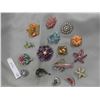 Image 1 : Vintage Brooches with Rhinestones + Enamel - 16 Total