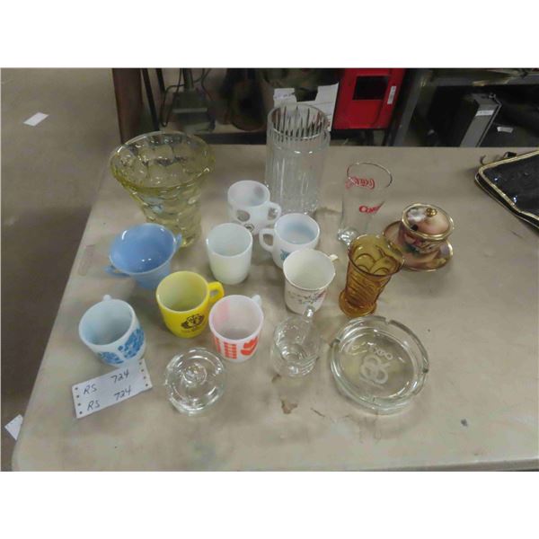 Assorted Glassware ; Mugs, Cream + Sugar Pair, plus more