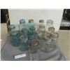 Image 1 : 15 Old Fruit Jars ; Blue + Clear Glass