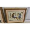 Image 2 : 2 Framed Egyptian Art on Silk both Signed, Brass Ashtray & Mini Ornaments