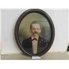 Image 1 : Vintage Oval Framed Gentleman with Mustache 18.5" x 22.5" 