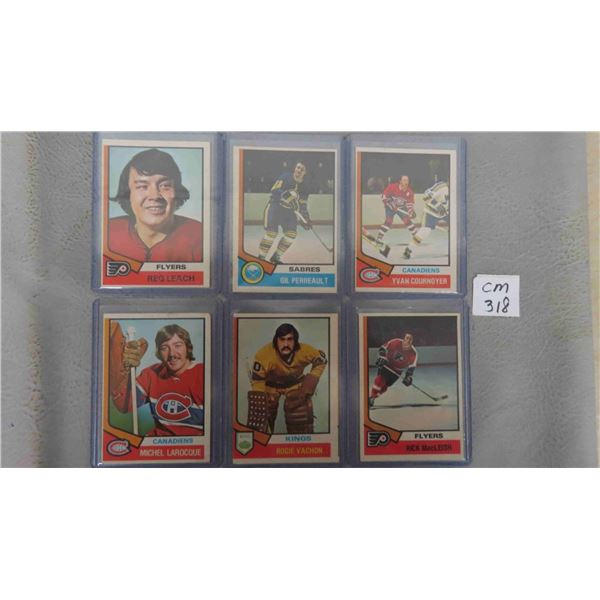 (6) 1974/75 Hockey Cards