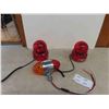 Image 1 : 2 Red 12V Beacons 4.5" x 6" & Orange/ Red Beacon