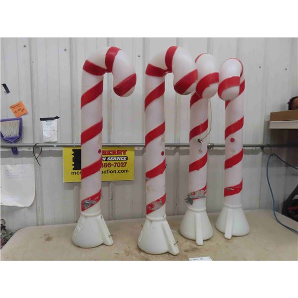 4 Candy Cane Blow Molds 39" Tall - only 1 has light