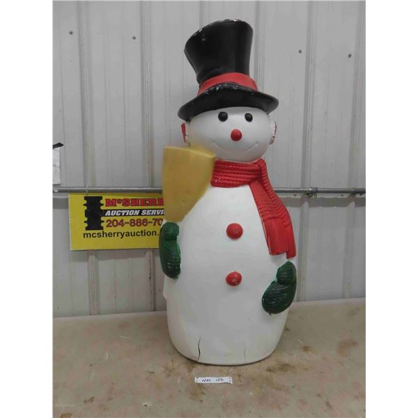 Snowman Blow Mold 39  tall - No Light, Cracks at Bottom Pictured