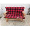 Image 1 : Rustic Log Built 2 Seated Bench, Red Plaid Cover is Removable 22" x 35" x 48" 