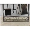 Image 2 : Heavy Duty 4pc Fireplace Tool Set with Bolt to Wall Stand 13.25" x 33"