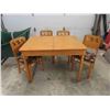 Image 1 : Wooden Table 30" x32" x 40" & 4 Chairs with Padded Seats