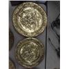 Image 2 : 9 Decorative Brass Colored Plates - Diameters ; 9.75" , 14.25", 16.5"