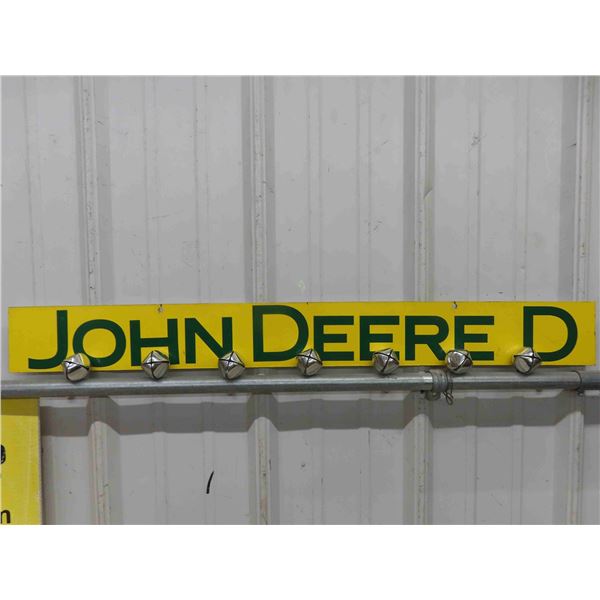 John Deere D Plexi Glass Sign with Bells 3.5" x 32" 