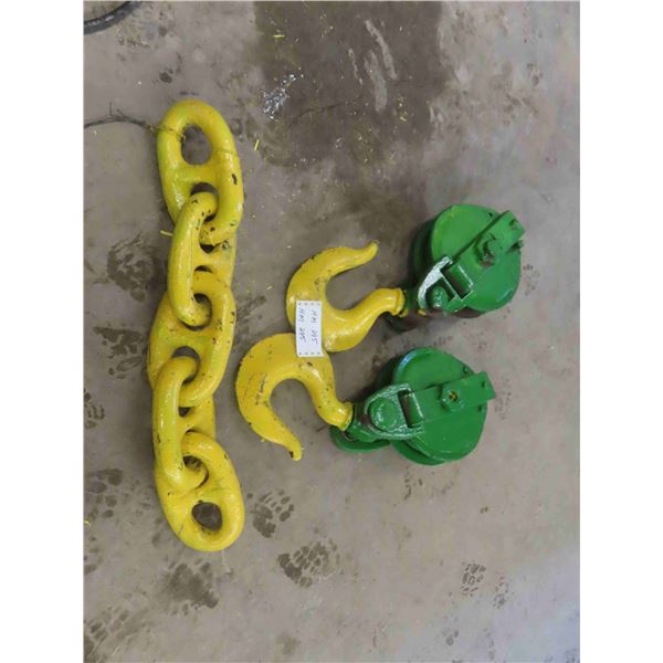 Heavy Duty  -2 Pulleys with Hooks & 30" Piece of Chain
