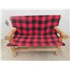 Image 1 : Rustic Log built 2 Seater Bench, Red Plaid Cover is Removeable 22" x 35" x 48"