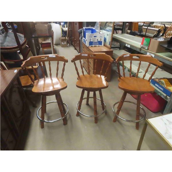 3 Wood Swivel Matching Bar Stools