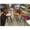 Image 1 : 3 Wood Swivel Matching Bar Stools