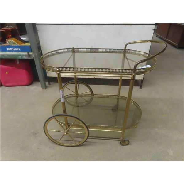 Brass + Glass Tea Cart - 2 Tier 15" x 25" x 29" 