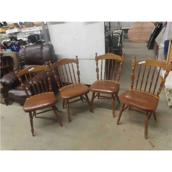 4 Kitchen Chairs - Wood with Padded Seats