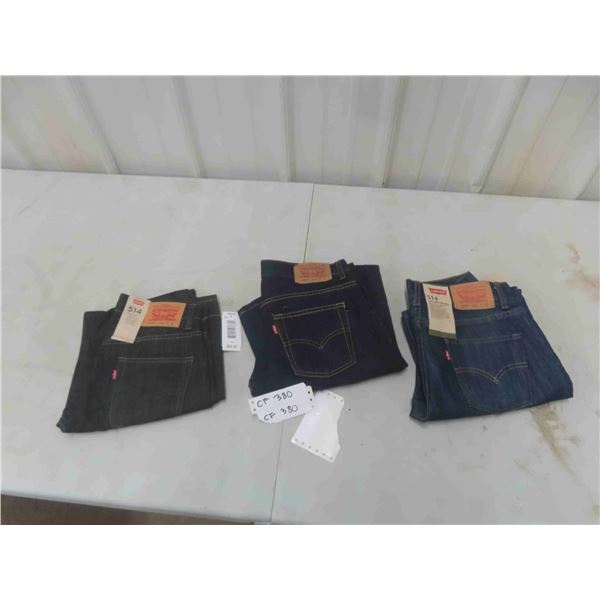 3 New Pairs of Levis Jeans 27" x 27" 