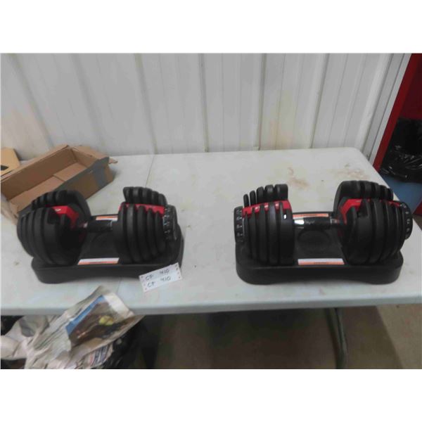 2 Bowflex Changeable/ Adjustable Dumbbells - 5lb to 52.5 lbs - Comes with Stand (Last Photo)