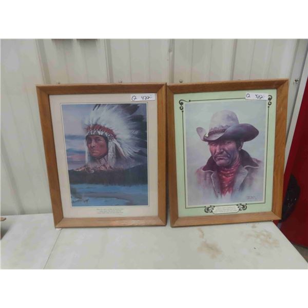 2 Old West Pictures with Slogans 18" x 22" 