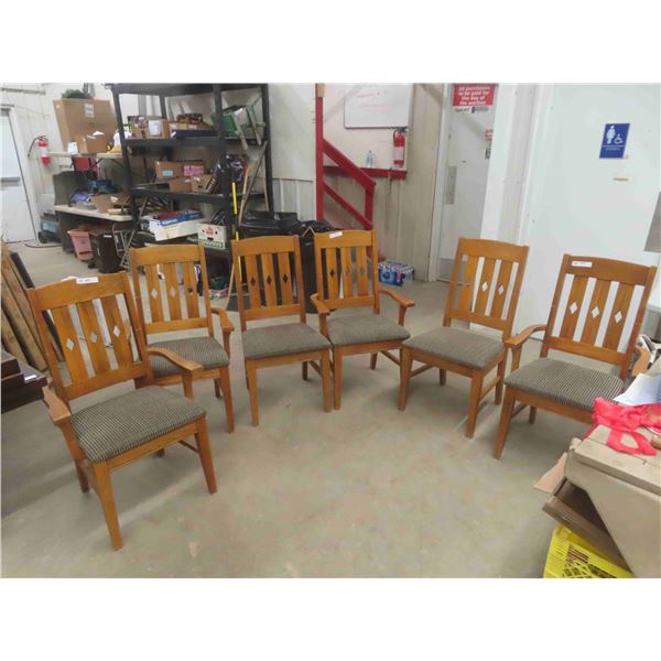 6 Wooden Kitchen/ Dining Room Chairs - 3 are Captains