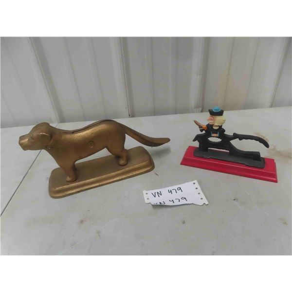 2 Metal Nutcracker ; Vintage Dog & Modern King