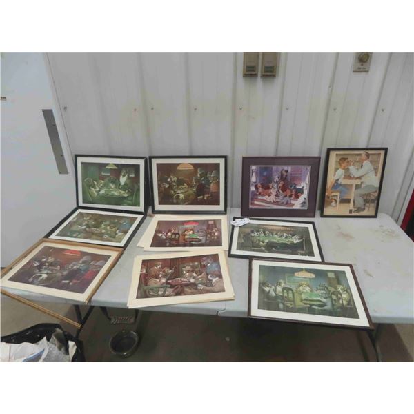 8 Poker Playing Dogs Picture, Norman Rockwell, Lady + Tramp - Some frames