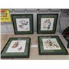 Image 1 : 4 Framed Petti Point Pictures 17" x 17" - 1 picture frame needs TLC 