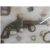 Image 2 : Civil War Relic Pistol Parts, Bullet, Belt Buckle, Ring Hardware 8.5" x 12" Frame