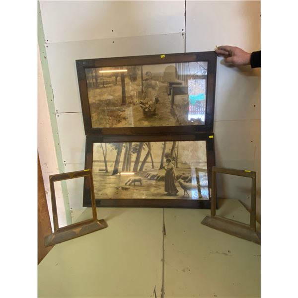 Two Country Living Framed Paintings And Empty Frames 27 x 18