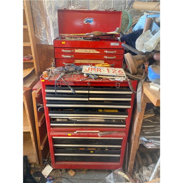 Large Work Bench With Tool Chest And ALL CONTENTS!! 27L x 18W x 54T