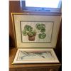 Image 1 : Framde Monstera Leaf Print  29 x 25 And Framed Snowy Mountain Print 26 x 12
