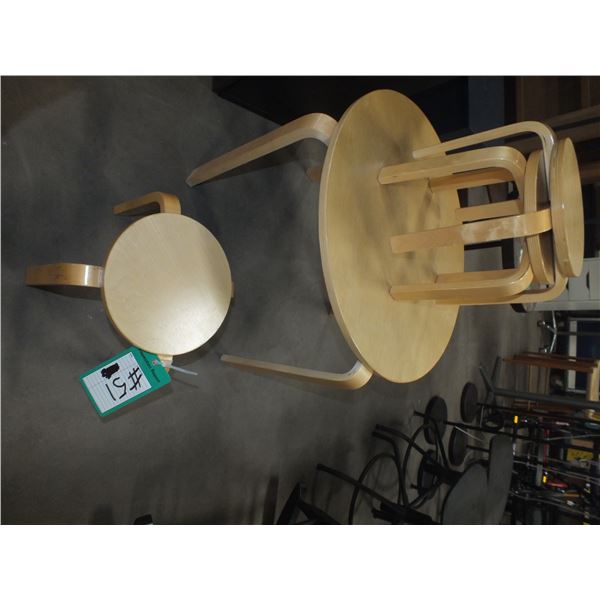 Small Wooden Table w/ 3 Stools