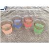 Image 1 : Set of 4 MCM froster pastel shot glasses, gold trim. 3" tall.
