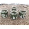 Image 1 : Vintage Jeanette green Wedgwood Jasperware Hellenic Greek shot glasses. Set of 4.