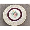 Image 1 : Johnson Brothers Pareek dinner plate, 10.5". Floral, dark red ring, gold rimmed.