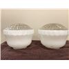Image 1 : 2 Vintage Art Deco MCM milkglass and clear ceiling light globe shade. 6 1/2" tall, 7 3/4" wide. In g