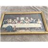 Image 1 : Vintage 1950s gold painted wood framws Last Supper picture.  16" x 9".