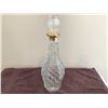 Image 1 : Vintage cut glass decanter with stopper.  Gold trim. 11" tall, 14 1/2" tall with stopper