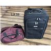 Image 1 : 1 suitcase and 1 duffle bag. Soft side, suitcase has wheels and extension handle 21 1/2 x 14 x 8