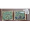 Image 1 : France. Allied Military Currency. Lot of 2 notes, both dated 1944, one for 2 Francs, the other for 5