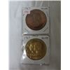 Image 1 : Lot of 2 1867 – 1967 Queen Victoria & Queen Elizabeth 38mm medals. Metals include bronze & brass.