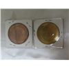 Image 2 : Lot of 2 1867 – 1967 Queen Victoria & Queen Elizabeth 38mm medals. Metals include bronze & brass.